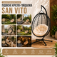 Подвесное кресло-качалка SAN VITO «кокон» с бежевой подушкой, садовое кресло-гнездо на металлической стойке, мебель для террасы, балкона, дачи и двора, складная конструкция, до 135 кг - изображение 8
