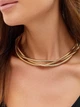 Набір із кольє чокера та браслета, потрійне багатошарове Fashion Jewerly переплетені ланцюги біжутерія, золотистий колір (SVS) - зображення 5