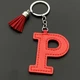 Брелок-буква "P" на сумку, косметичку, пенал красный - изображение 1