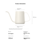 Кавоварка JD Original Pour-Over, домашній кавник для крапельного заварювання, чайник з нержавіючої сталі 304 з довгим носиком та тонким горлом, 350 мл, кремово-білий - зображення 9