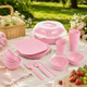 Набор для пикника на 6 персоны, 38 предметов, Розовый (110-PINK) - изображение 1