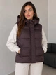 Жилетка женская Lady Yep 7015-2 с капюшоном средняя длина 46 коричневая - изображение 6