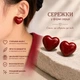 Серьги-гвоздики в форме сердца глянцевые, женские серьги-пусеты в минималистичном стиле красные - изображение 2