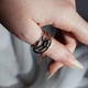Кольцо Орбита в асимметричном дизайне с камнем многослойное унисекс футуристический минимализм стиль S-M Серебристое - изображение 10