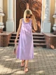Женское длинное однотонное платье из льна, цвет лавандовый 54-56 - изображение 1