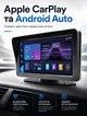 7-дюймовый сенсорный автомобильный мультимедийный монитор IPS 1024x600 с беспроводным CarPlay и Android Auto Bluetooth для звонков FM USB AUX питание Type-C от прикуривателя - изображение 5