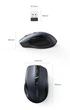 Беспроводная мышь UGREEN MU006 Bluetooth 5.0 + 2.4G, 4000 DPI, 6 бесшумных кнопок, эргономичная для ноутбука, ПК и MacBook - изображение 3