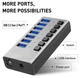 USB хаб Acasis HS-707MG USB 3.2 Gen 2 з блоком живлення 7 портів hub концентратор алюмінієвий - зображення 3
