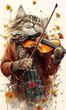 Алмазная мозаика Кот-скриполь, 30×50 см, полная выкладка, квадратные камни, на подрамнике - изображение 1