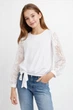 Блузка для девочки с длинным рукавом Sly 113/S/18 белый 152 - изображение 1