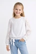 Блузка для девочки с длинным рукавом Sly 113/S/18 белый 152 - изображение 2