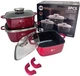 Набір каструль Higher Kitchen HK-302 2.7 л 4.5 л 6.7 л червоний - изображение 2