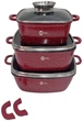 Набір каструль Higher Kitchen HK-302 2.7 л 4.5 л 6.7 л червоний - изображение 3