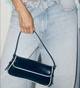 Женская лаковая сумка-багет темно-синего цвета в стиле Zara через плечо - изображение 2
