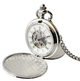 Механические карманные часы Skeleton серебристый с цепочкой, подарочная коробка (2381) - изображение 6