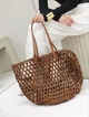 Жіноча сумка шоппер Saint Laurent Panier Medium Beaded Tote коричнева плетена з дерев'яних намистин - зображення 1