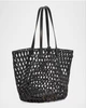 Жіноча сумка шоппер Saint Laurent Panier Medium Beaded Tote чорна плетена з дерев'яних намистин - зображення 12