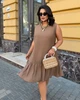 Платье женское из льна жатки свободного кроя без рукавов с оборкой по низу G&M k-131114 56-60 Размер цвет мокко - изображение 3