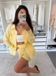 Костюм женский двойка из муслина с рубашкой свободного кроя на пуговицах и шортами на резинке G&M k-131105 42-44 Размер цвет желтый - изображение 3