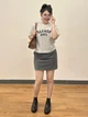 Футболка хлопковая оверсайз короткая женская Uniqlo 360921781 XL Серая (1159902182) - изображение 4
