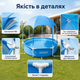 Каркасний басейн Intex Splash-in-Shade Play 183×38 см круглий синьо-сірий на 700 л з тентом-парасолькою та душем, дитячий збірний - зображення 4