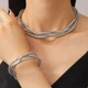 Набір із кольє чокера та браслета, потрійне багатошарове Fashion Jewerly переплетені ланцюги біжутерія, - зображення 1