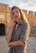 Сорочка жіноча лляна літня вільного крою oversize зі спущеним плечем і коміром Seventeen Summer 26 сіра S-M 2411.6682 - изображение 4