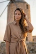 Сорочка жіноча лляна літня вільного крою oversize зі спущеним плечем і коміром Seventeen Summer 26 бежева XXL-3XL 2411.6685 - изображение 2