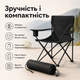 Складное туристическое кресло до 100 кг с чехлом и подстаканником, черный раскладной стул для кемпинга, рыбалки, походов, дачи - изображение 3