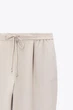 Штани укороченого крою з куліскою на талії світло-бежеві Zara розмір L - изображение 4