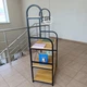 Стелаж-етажерка підлогова 4-ярусна 135×60×40 см з полицями з ЛДСП та металевим каркасом для дому, кухні, офісу та комори, для книг, посуду й побутових речей, з гачками Золотистий дуб, MB-065-4-GoldenOak - зображення 9