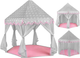 Детская палатка домик 6 входов с москитной сеткой для улицы и дома 140 см Kruzzel розовая серая - изображение 1