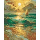 Алмазная мозаика по номерам Оригами Одинокий парус в море, 40x50 см (OD30610-01) - изображение 1