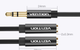 Кабель Vention Audio 3.5mm M 4pin - 2x3.5mm F 0.3 м Black Metal Type, 3 pin, стерео (BBSBY) - зображення 3
