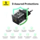 Мережевий зарядний пристрій Baseus Palm Fast Charger C+U 20W EU Cluster Black (with Baseus Mini White Cable USB-C to USB-C 60W (20V/3A) 1m Cluster Bla (P10111608113-01) - изображение 11