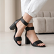 Трендовые черные босоножки L&M Black 106-31 на устойчивом каблуке 40 - изображение 2
