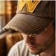 Винтажная кепка принт W унисекс коричневая хлопчатобумажная, бейсболка для парня и девушки One Size регулируемый размер 56-60 см - изображение 10
