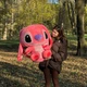 Большая мягкая плюшевая игрушка Стич Энджел розовая 95 см - изображение 2
