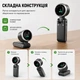 Складной Турбо вентилятор портативный, 5 скоростей, LED дисплей, USB Type-C, настольный и ручной 2 в 1 с ремешком на шею, черный - изображение 6