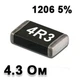 Резистор SMD 4.3R 1206 5% - 737292 - изображение 1