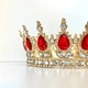 Корона на торт золото з червоним камінчиком 12см - зображення 2