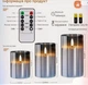 Набор из 3 LED свечей Dancing Flame Premium 75×100/125/150 мм с имитацией живого пламени, пультом дистанционного управления, таймером, в графитовом стекле - изображение 4