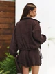 Легкий костюм двійка з шортами та широкою зіп сорочкою casual ISSA PLUS 15808 S темно-коричневий (issa2007682843206) - зображення 3
