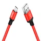 Кабель HOCO X14 USB to Micro-USB 2.4A 1m nylon aluminum connectors Red-Black (6957531062851) - изображение 3