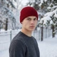 Шапка докер хлопчатобумажная унисекс бордовая One Size, вязаный головной убор шапка бини для осени и весны с подворотом - изображение 2