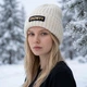 Шапка биновая Famous вязаная акриловая демисезонная молочная для парня и девушки универсальный размер 54-58 см - изображение 1