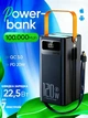 Повербанк 100000 mah 20W Super Fast Charge 10269 з LED дисплеєм і швидкою зарядкою PD/QC 3 порта powerbank павербанк для телефона apple айфона iphone самсунг samsung роутера планшета універсальний з ліхтариком - зображення 1