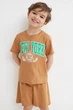 Дитячий літній костюм, комплект футболка та шорти на хлопчика H&M 7-8 років 128 см, коричневий з зеленим написом NEW YORK, 100% бавовна - изображение 5