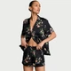 Піжама чорна квіти з шортами Victoria's Secret Signature Satin Short Pajama Set Black Botanical - Розмір L - зображення 1