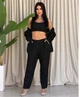 Жіночий однотонний лляний костюм (сорочка+топ+брюки) Uaclothes 48-50 Чорний (like38803-192381371) - изображение 2